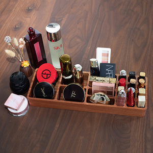 Wooden Cosmetic Organizer Tray <b>Makeup</b> Storage <b>Box</b> Desktop Vanity Holder For Lipstick And Beauty Products - Product Image 2
