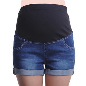 Bonne qualité été taille haute respirant Denim Shorts enceinte coton <span class=keywords><strong>jean</strong></span> maman vêtements <span class=keywords><strong>grossesse</strong></span> maternité vêtements - Product Image 1