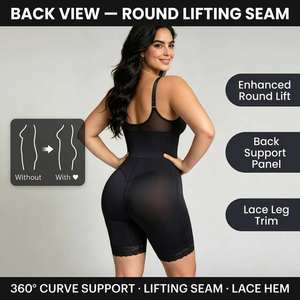 Women Seamless Spandex Breathable Zipper Waist Body Shaper Full Coverage <b>Tummy</b> <b>Control</b> Butt Lift Slimming Bodysuit ODM Private - Product Image 4