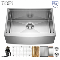 Évier de cuisine rectangulaire en acier inoxydable de luxe, fait main, finition brossée, 16 gauge, à encastrer, avec façade frontale, style ferme