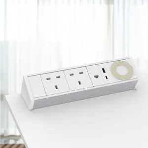 UK plug desk Power Board Clamp mounted socket with USB-C wireless charging data port /Removable desk Edge Mount usb-c socket
