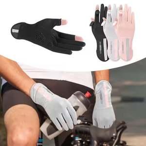 Women Thin Ice <b>Silk</b> Anti-ultraviolet Dew Finger Touch Screen Driving Riding Non-slip Breathable <b>Gloves</b> Summer Sunscreen <b>Gloves</b> - Product Image 5