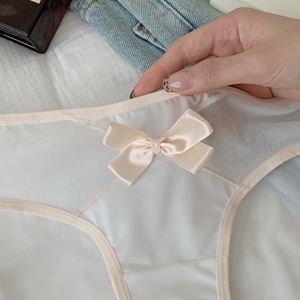 <span class=keywords><strong>Slip</strong></span> da <span class=keywords><strong>Donna</strong></span> in Rete Trasparente di Nylon con Bordo a Contrasto e <span class=keywords><strong>Mini</strong></span> Fiocco in Raso, Sexy e Traspirante, Lingerie Quotidiana - Product Image 4