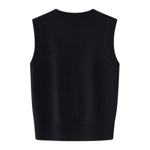 Chandails en laine mérinos sans manches à col rond pour femmes vêtements de bureau respirants Camisole hauts en tricot personnalisables hauts pour femmes - Product Image 2