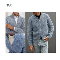 Cardigan en cachemire/laine tricoté de luxe pour homme 2025, chaud pour l'hiver, avec double fermeture éclair YKK et col semi-montant, pull tendance