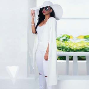 Blazer elegante da donna con rilegatura a contrasto giacca a maniche lunghe con mantello anteriore aperto bianco nero lungo tinta unita esterno 8230263 - Product Image 3