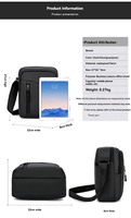 Sac bandoulière pour homme résistant à l'eau, grande capacité, multi-compartiments, sac messager antivol avec large sangle
