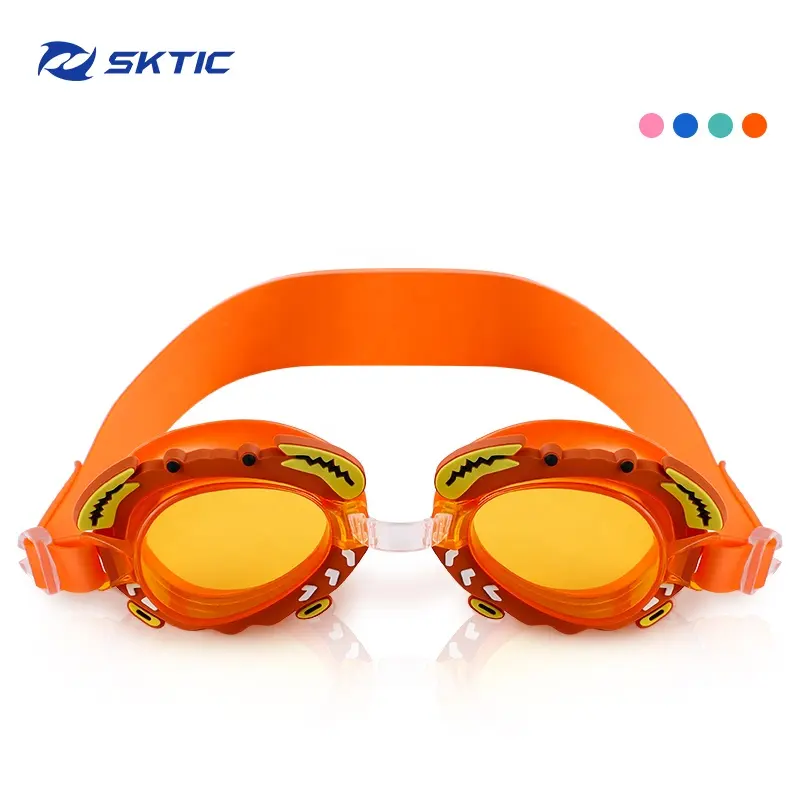 SKTIC Oem New Design Anti-Fog Kids Swim Goggles Cartoon Funny Adjustable Strap Swimming Goggles For Children