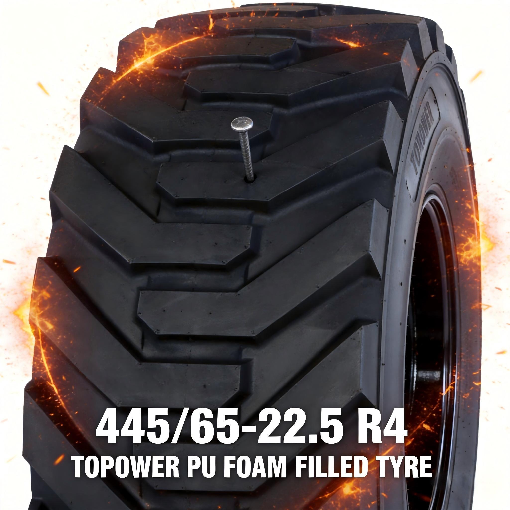 445/65-22.5 R4 Tread PU Foam Filled Tyre for Skid Steer Loader Telehandler Boom Lift Aerial Lift