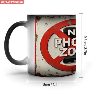 Frosted Black <b>Ceramic</b> <b>Mug</b> 11oz Color Changing Magic Tea Latte Cup No Phone Zone Design - Product Image 1