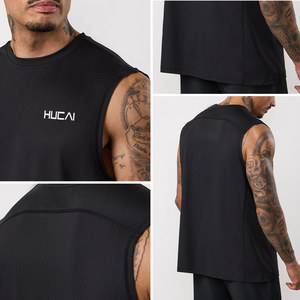 Camiseta Deportiva HUCAI OEM con Logotipo Personalizado, Ligera, Transpirable, <span class=keywords><strong>de</strong></span> Malla, <span class=keywords><strong>para</strong></span> Entrenamiento, Running, Gimnasio - Product Image 2