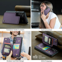 Étui de protection complet CaseMe, étui en cuir PU de luxe avec porte-cartes, fermeture magnétique RFID, antichoc, étanche pour téléphone portable S24