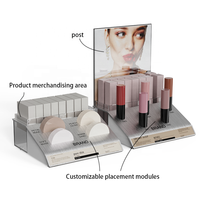 Support d'affichage combiné pour rouge à lèvres et gloss à lèvres en acrylique de haute qualité, style comptoir de vente au détail, élégant et durable