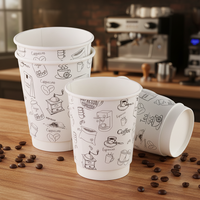 Gobelets à café en papier à double paroi jetables personnalisés avec logo, pour boissons chaudes, 8/10/12/16/20 oz