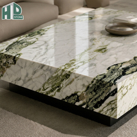 Table basse carrée moderne en marbre vert poli HDSTONE, prix d'usine, pour la décoration de suites d'hôtel et de salons