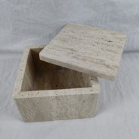 HZX boîte en travertin en marbre plateau présentoir à bijoux porte-gâteau boîte de rangement pour la maison porte-organisateur en pierre naturelle cadeau cosmétique