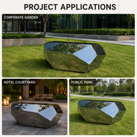 Sculpture géométrique en acier inoxydable sur mesure de haute qualité, adaptée aux espaces commerciaux et aux jardins extérieurs