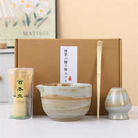 Bol à thé vert matcha avec bec verseur, style Japandi, en céramique écologique, ensemble fouet et cuillère à matcha, support pour fouet, pour une préparation saine du thé