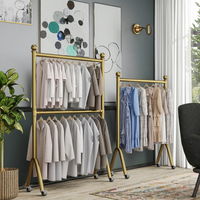 Nouvelle arrivée en usine, moderne, vente en gros, porte-manteau double réglable et mobile pour salle de bain, séchoir à linge durable