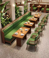 Ensemble de mobilier commercial moderne pour restaurant, café, canapé en rotin, cuir massif et bois pour restaurant