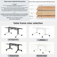 Table de conférence pliable et rétractable HYZ-225X avec roulettes, design minimaliste, bureau pour 12 personnes