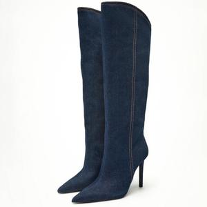 <span class=keywords><strong>Stivali</strong></span> da <span class=keywords><strong>Donna</strong></span> al Ginocchio in Denim <span class=keywords><strong>Blu</strong></span>, Nuovo Stile, per Inverno e Autunno - Product Image 1