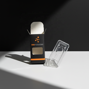 <strong>Small</strong> Business Matte Single Vial Package Tuck Box <strong>With</strong> Die Cut Window Custom Logo Black Body Serum Glass Vial Packaging <strong>Boxes</strong> - Product Image 2