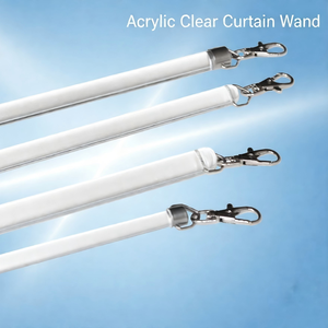 Tringle à rideau transparente en acrylique YIBO 10/13/15 mm, installation facile et robuste, pour rideaux hauts et rideaux lourds - Product Image 1