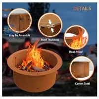 Doublure pour foyer, acier massif robuste, anneaux extérieurs pour brûleur à bois pour une utilisation en extérieur, pratique et résistant aux intempéries