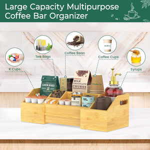 Bamboo Multifunctional <b>Storage</b> <b>Box</b> Desktop Organizer 18L Compartment <b>Kitchen</b> Office Living Room Bedroom Study Drawer Organizer - Product Image 4