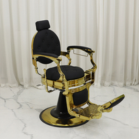 Vente en gros de salon de coiffure en métal chaise de barbier professionnelle robuste à base ronde inclinable de luxe
