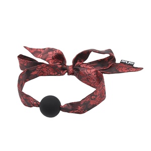 Chinesischer Stil Roter Druck Silikon Sphärischer Mund Ball Tie-On Mund knebel Weiblich Oral Bondage Sexspielzeug - Product Image 1