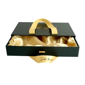 OEM Custom Gift Drawer Boxes Wig Boxes With Silk Lining Product Packaging Boxes With Ribbon Handle