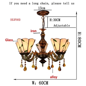 Pendel leuchte Glas Pendel leuchten Einfache Blatt Kronleuchter und Lampen Buntlampe Hohe klassische antike Beleuchtung Tiffany - Product Image 4