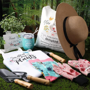 Ensemble de <span class=keywords><strong>jardinage</strong></span> pour femmes de 10 pièces avec outils de plantation, chapeau de paille, tablier floral, gants, panier-cadeau et accessoires d'aspiration - Product Image 2
