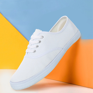 Chaussures de marche décontractées en toile blanche pour hommes et femmes, simples, tendance, respirantes, semelle en caoutchouc, semelle intermédiaire en EVA, confortables, printemps, été, automne - Product Image 1
