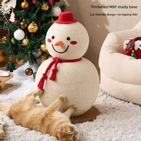 Griffoir pour chat en bois avec revêtement en jute naturel, durable, anti-chute, design de Noël, emballage en carton pour chats d'intérieur