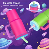 Gobelet isotherme pour enfants en acier inoxydable, portable, résistant à la glace, compatible voiture, grande capacité, avec paille