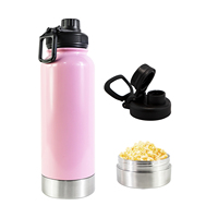 Haute qualité 32oz Double paroi en acier inoxydable flacon à vide large bouche bouteille thermos avec deux compartiments de stockage de collations
