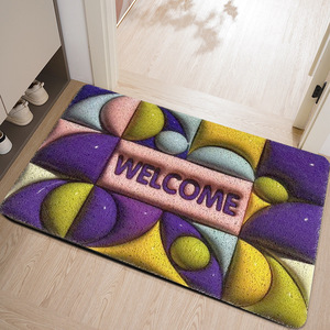 Tapis de bienvenue rectangulaire moderne en PVC à motif géométrique, antidérapant, pour entrée, salon, chambre et salle de bain - Product Image 3