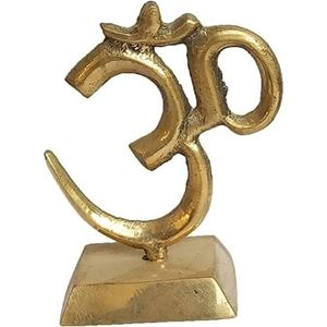 PARIJAT HANDICRAFT Brass Gold Statue Om Idol Hindu Religious Symbol Handmade Eco-Friendly Home Decor Tabletop <b>Mandir</b> Pooja Murti - Product Image 1