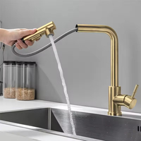 Robinet de cuisine monocommande haut de gamme en acier inoxydable brossé, à montage sur plan, avec douchette extractible, pour usage commercial