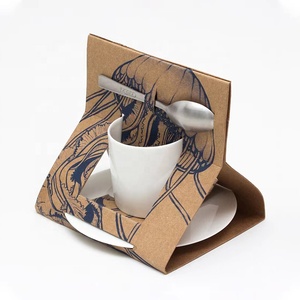 Caja de impresión de papel Kraft taza capuchino tarde porcelana cerámica taza de café caja con cuchara - Product Image 3