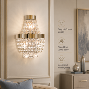 Lámpara de pared moderna de hierro y cristal, iluminación decorativa interior para sala de estar, dormitorio, hotel, villa, lujo, E27, tres luces - Product Image 2