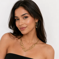 Ensemble de bijoux modernes en métal liquide, collier et boucles d'oreilles, motif vague abstrait, goutte d'eau irrégulière, doré, pour femme, accessoires de fête et quotidiens