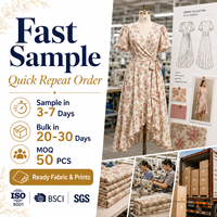 Spécialiste des robes florales, bibliothèque d'impressions interne, norme AQL 1.25, contrôle qualité |   Robe midi à manches bouffantes personnalisée OEM/ODM pour les marques de boutiques
