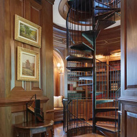 Escalier en colimaçon Prima pour villa intérieure, luxe moderne, en acier commercial durable, sur mesure, haut de gamme, avec main courante, escalier circulaire à plateforme
