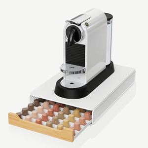 Tiroir de rangement pour dosettes de café en métal et bois, capacité 60 capsules, compatible avec les dosettes Nespresso, très populaire - Product Image 4