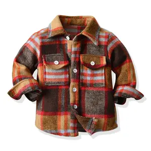 RTS autunno inverno bambini Buffalo Plaid flanella camicie cappotto giacca manica lunga Button Down Toddler Baby Boy Girls camicia di flanella