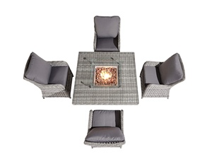 Rattan BBQ Patio Furniture Chair and Dining Fire Pit <b>Table</b> Set Outdoor Chair With Fire Pit <b>Table</b> Garden Dinning Set JPD-2034 Wic - Product Image 6